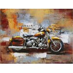 Tableau relief en mtal harley et usa 80x60