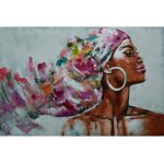 Tableau relief en mtal turban multicolore 120x80