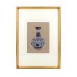 Tableau vase bleu avec verre 50x70