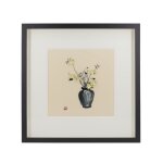 Tableau vase brod� fleurs avec verre 60x60