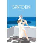 Tableau de voyage le bleu de santorin imprim� sur toile 60x90 cm