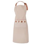 Tablier de cuisine en coton beige motifs de nol marron