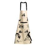 Tablier de cuisine imprim� 3 chats en coton beige 72 x 85