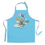 Tablier enfant chevalier et dragon en coton turquoise 52 x 63