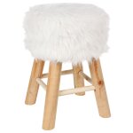 Tabouret avec assise en fourrure blanc � 29. 5x 41. 5 cm