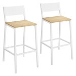 Tabourets de bar lot de 2 effet bois acier beige chne blanc