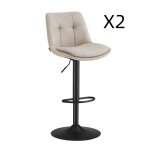 Tabourets de bar lot de 2 hauteur r�glable si�ge pivotant blanc cr�me