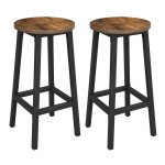 Tabourets de bar lot de 2 marron rustique et noir Tabourets de bar lot de 2 marron rustique et noir