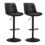 Tabourets de bar lot de 2 polyurthane acier mousse noir d'encre