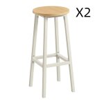 Tabourets de bar lot de 2 sige haut hauteur 74 cm dor chne et blanc