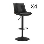 Tabourets de bar lot de 4 avec dossier et repose - pieds noir d'encre