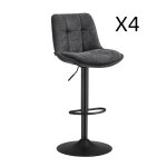 Tabourets de bar lot de 4 hauteur réglable siège pivotant gris ardoise Tabourets de bar lot de 4 hauteur réglable siège pivotant gris ardoise