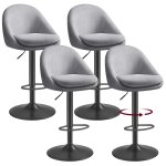 Tabourets de bar lot de 4 rglable en hauteur pivotant  360 gris