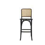Tabouret de bar en acajou massif et cannage noir
