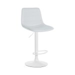Tabouret de bar ajustable pivotant en pvc et synthetique blanc