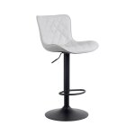 Tabouret de bar ajustable pivotant pvc et synthetique blanc