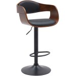 Tabouret de bar ajustable pivotant pvc et synthetique noyer / noir