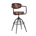 Tabouret de bar aspect cuir marron réglable Tabouret de bar aspect cuir marron réglable