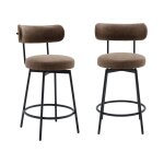 Tabouret de bar assise rotative mtal noir et simili cuir marron (lot