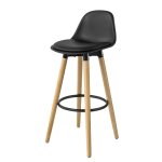 Tabouret de bar en bois avec dossier noir