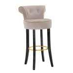 Tabouret de bar en bois et tissu gris 46x48x96 cm Tabouret de bar en bois et tissu gris 46x48x96 cm