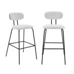 Tabouret de bar dcor bois courb teint noyer et tissu blanc (lot de