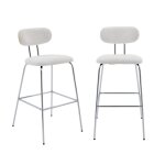 Tabouret de bar dcor bois teint chne et tissu blanc
