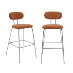 Tabouret de bar d�cor bois teint� noyer et terracotta