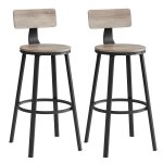 Tabourets de bar avec dossier effet bois grège Tabourets de bar avec dossier effet bois grège