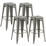 Tabourets de bar empilable métal argent Tabourets de bar empilable métal argent