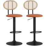Tabourets de bar hauteur r�glable bois rev�tement synth�tique marron