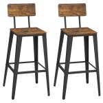 Tabourets bar industriel lot de 2 effet bois marron rustique et noir Tabourets bar industriel lot de 2 effet bois marron rustique et noir