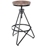 Tabouret de bar industriel réglable en métal argent Tabouret de bar industriel réglable en métal argent