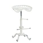 Tabouret de bar industriel rglable en mtal blanc antique