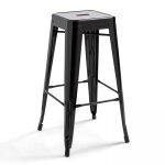 Tabouret de bar en mtal brillant noir