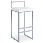 Tabouret de bar en métal drakkar argent et velours blanc Tabouret de bar en métal drakkar argent et velours blanc