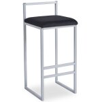 Tabouret de bar en métal drakkar argent et velours noir Tabouret de bar en métal drakkar argent et velours noir