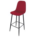Tabouret de bar m�tal noir et assise velours rouge 42x47x108cm