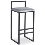 Tabouret de bar en mtal noir et velours gris