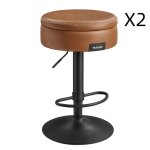 Tabourets de bar pivotant  360 lot de 2 hauteur rglable marron