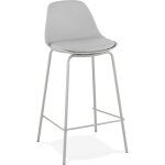 Tabouret de bar polymre gris h. assise 65 cm rembourr