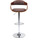 Tabouret de bar réglable chocolat et acier chromé Tabouret de bar réglable chocolat et acier chromé