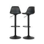 Tabourets de bar rglables simili cuir noir (lot de 2)