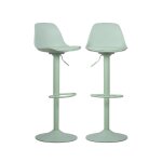 Tabourets de bar réglables simili cuir vert céladon (lot de 2) Tabourets de bar réglables simili cuir vert céladon (lot de 2)