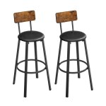 Tabourets de bar rembourrés en pu acier marron rustique noir Tabourets de bar rembourrés en pu acier marron rustique noir