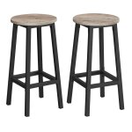 Tabourets de bar avec repose - pieds effet bois grège Tabourets de bar avec repose - pieds effet bois grège