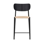 Tabouret de bar en résine tressée et métal h66. 5cm - noir Tabouret de bar en résine tressée et métal h66. 5cm - noir