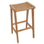 Tabouret de bar en teck et corde synthtique