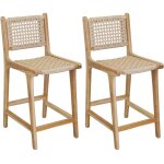 Tabouret bar en teck naturel et cannage baia (lot de 2) hauteur 100 cm
