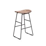 Tabouret de bar en teck recycl et mtal h65cm - bois clair